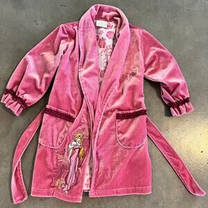 Disney Store Enchanted Rapunzel Princess Tangled pink velvet robe girl XXS 2T 3T